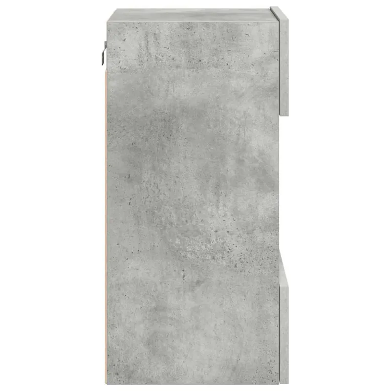 Sieninės spintelės su LED apšvietimu televizoriui, 2vnt., betono, 40x30x60,5cm