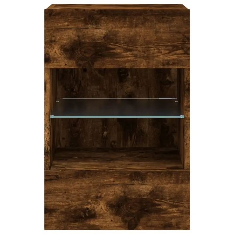 Sieninė TV spintelė su LED lemputėmis, dūminė, 40x30x60,5cm