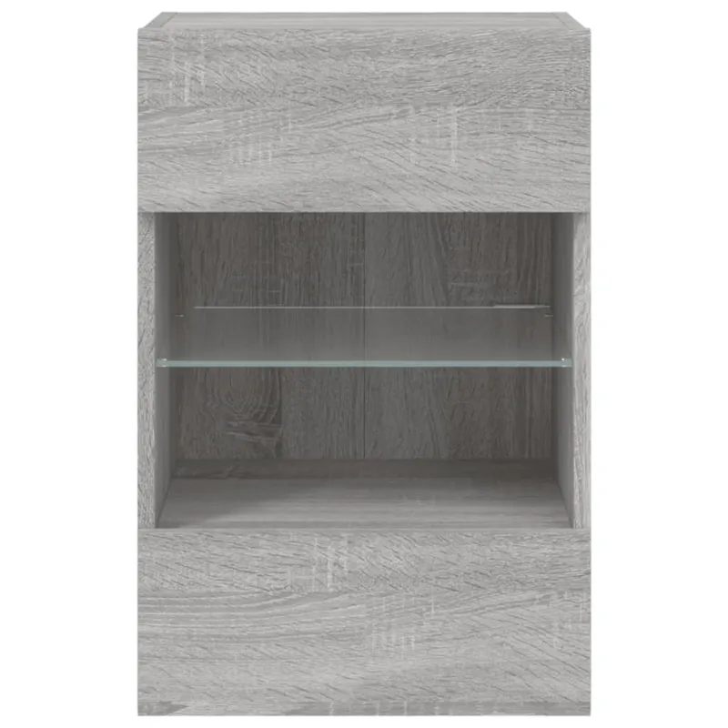 Sieninė TV spintelė su LED lemputėmis, pilka, 40x30x60,5cm