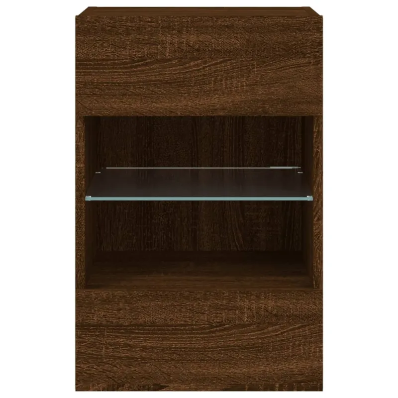 Sieninė TV spintelė su LED lemputėmis, ruda, 40x30x60,5cm