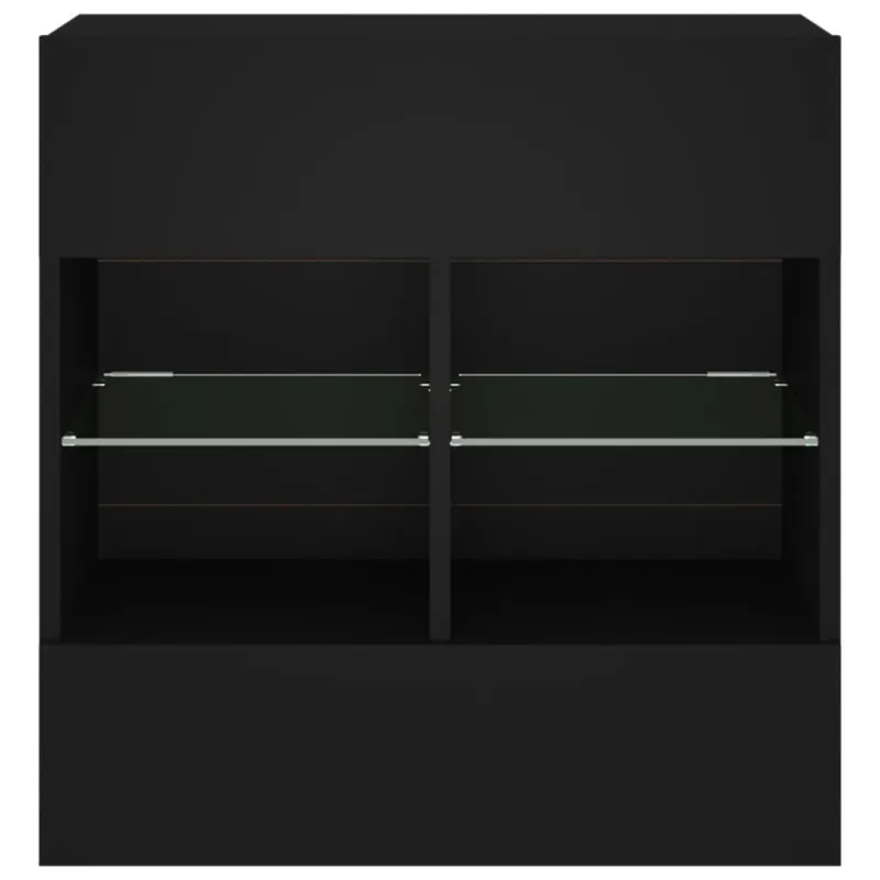 Sieninė TV spintelė su LED lemputėmis, juoda, 58,5x30x60,5cm