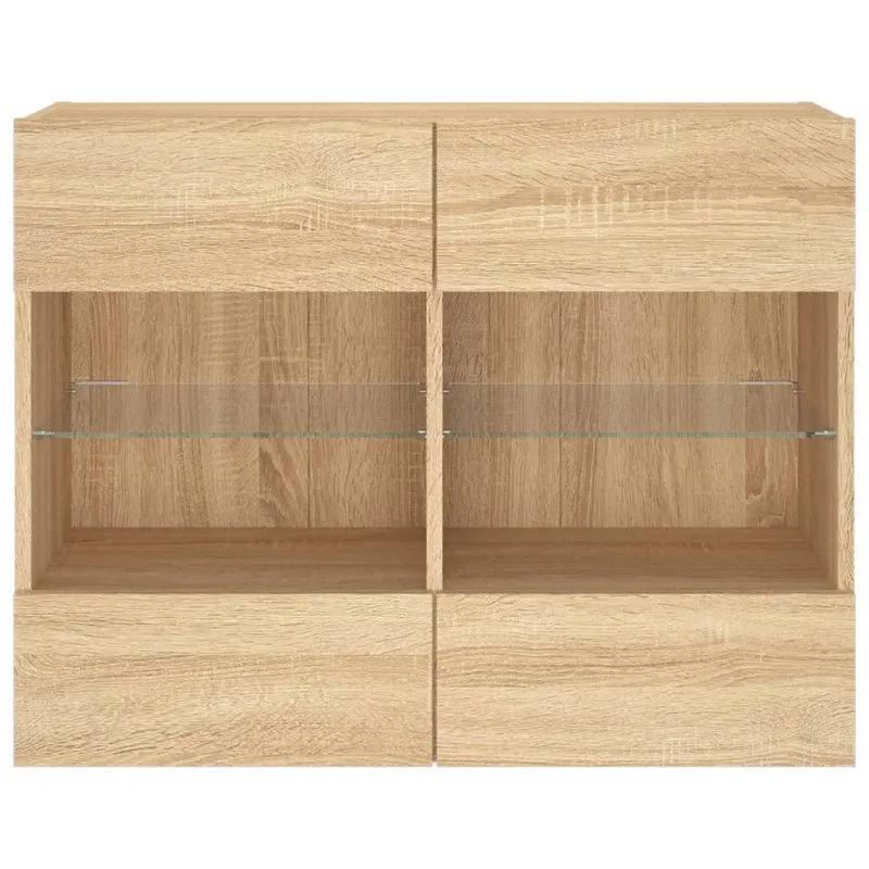 Sieninė TV spintelė su LED lemputėmis, ąžuolo, 78,5x30x60,5cm