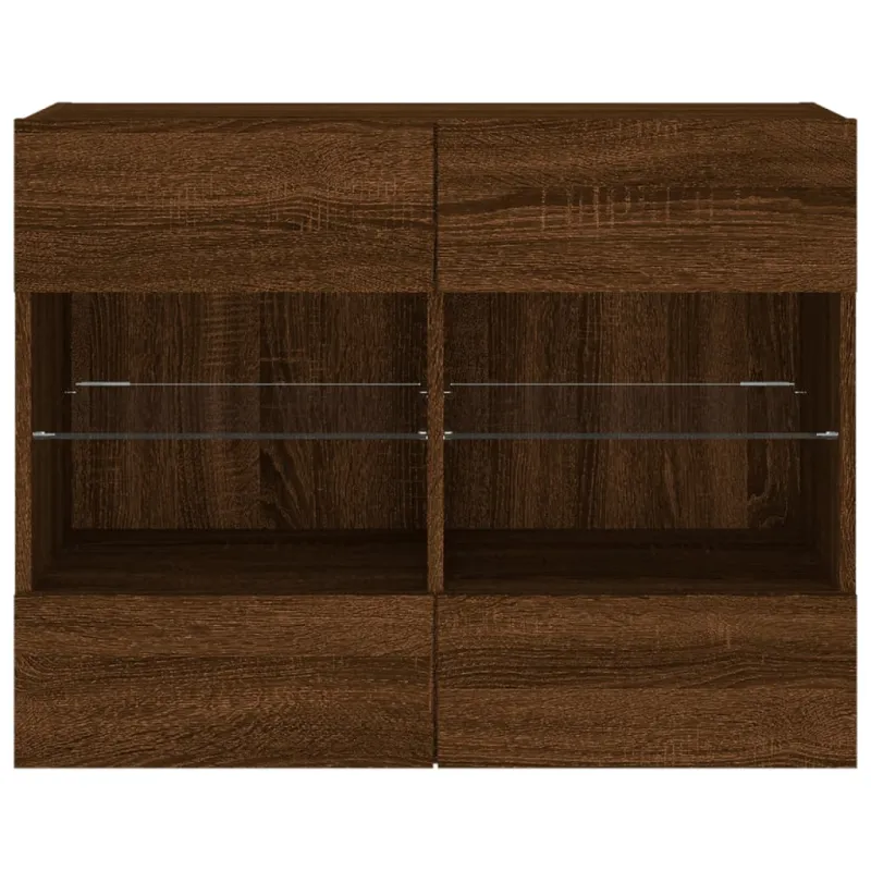 Sieninė TV spintelė su LED lemputėmis, ruda, 78,5x30x60,5cm