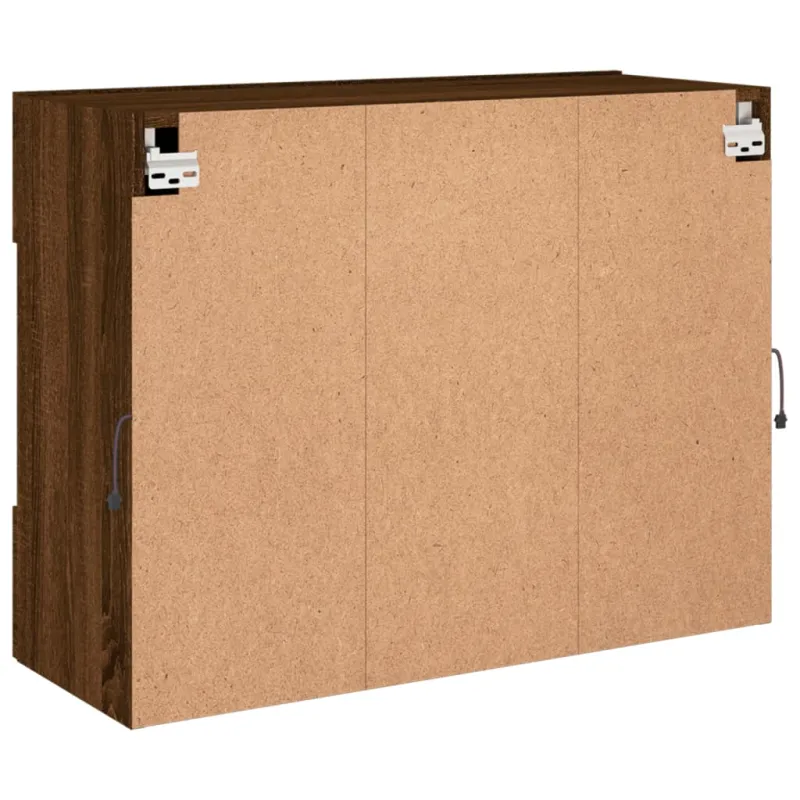 Sieninė TV spintelė su LED lemputėmis, ruda, 78,5x30x60,5cm