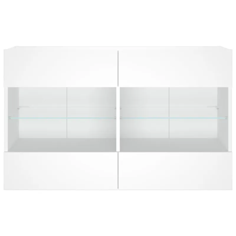 Sieninė TV spintelė su LED lemputėmis, balta, 98,5x30x60,5cm