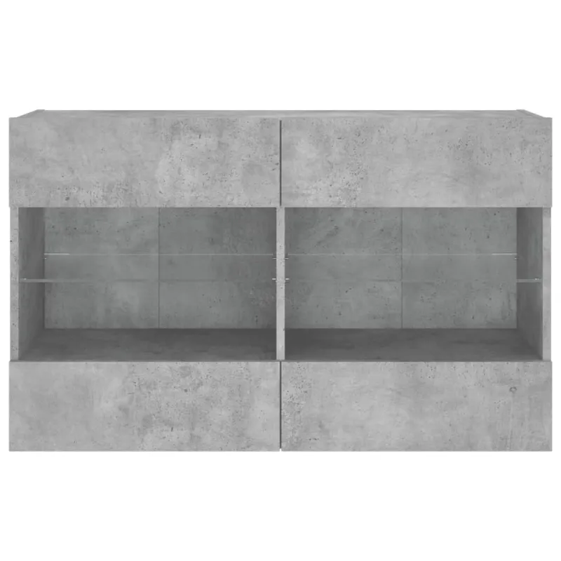 Sieninė TV spintelė su LED lemputėmis, betono, 98,5x30x60,5cm