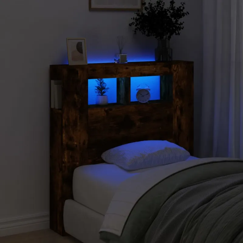 LED galvūgalis, dūminio ąžuolo, 100x18,5x103,5cm, mediena