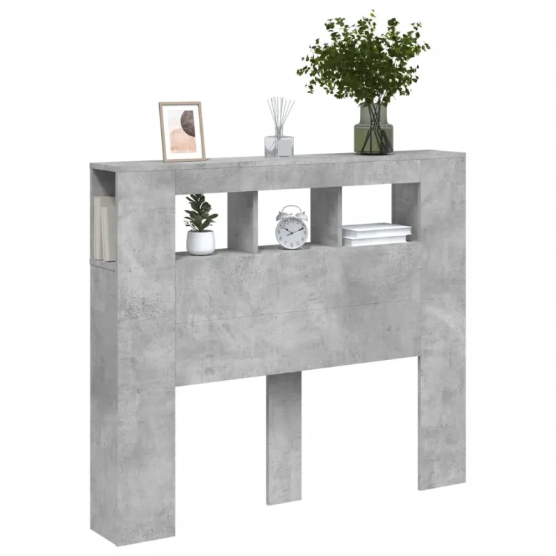LED galvūgalis, betono, 120x18,5x103,5cm, apdirbta mediena