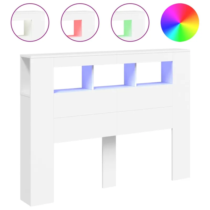 LED galvūgalis, baltas, 140x18,5x103,5cm, apdirbta mediena