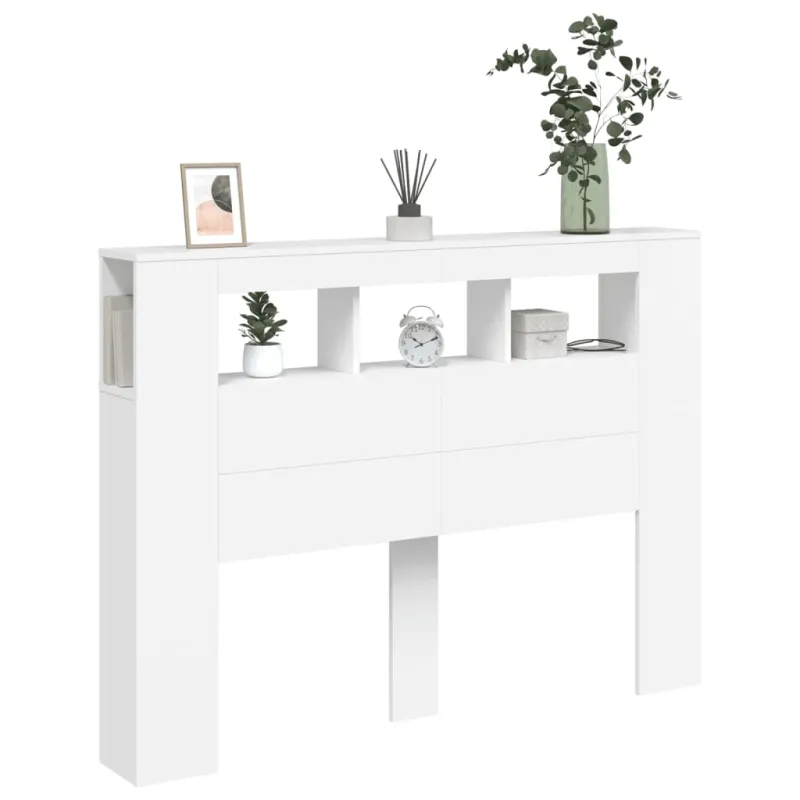 LED galvūgalis, baltas, 140x18,5x103,5cm, apdirbta mediena