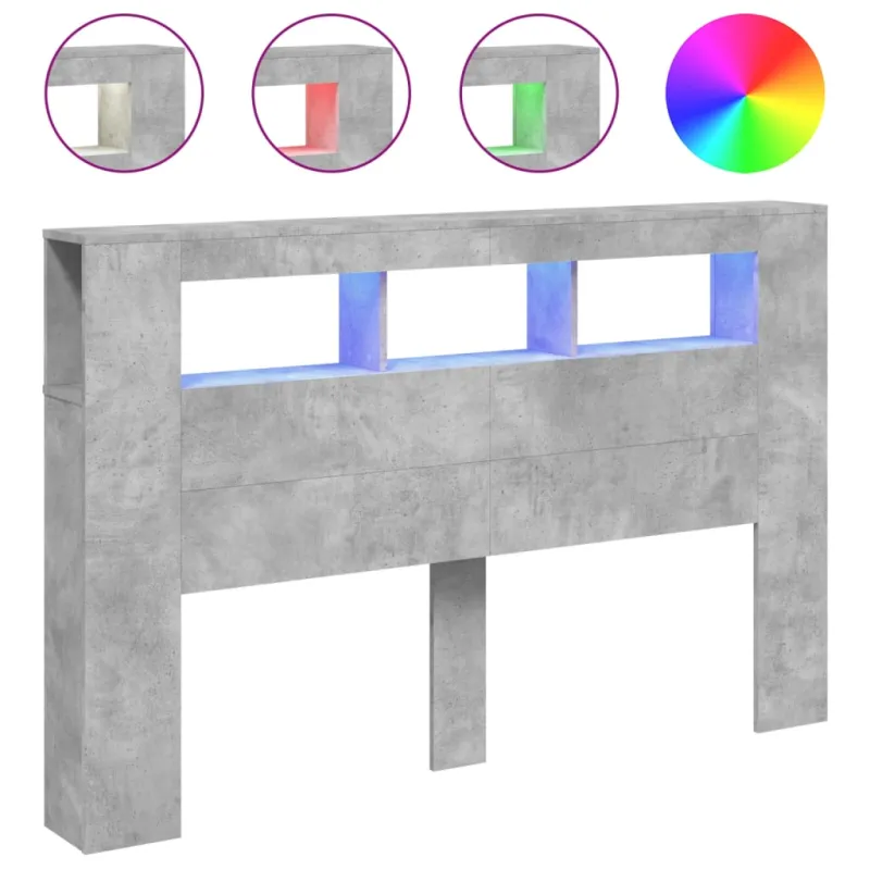 LED galvūgalis, betono, 160x18,5x103,5cm, apdirbta mediena