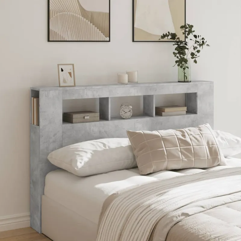 LED galvūgalis, betono, 160x18,5x103,5cm, apdirbta mediena