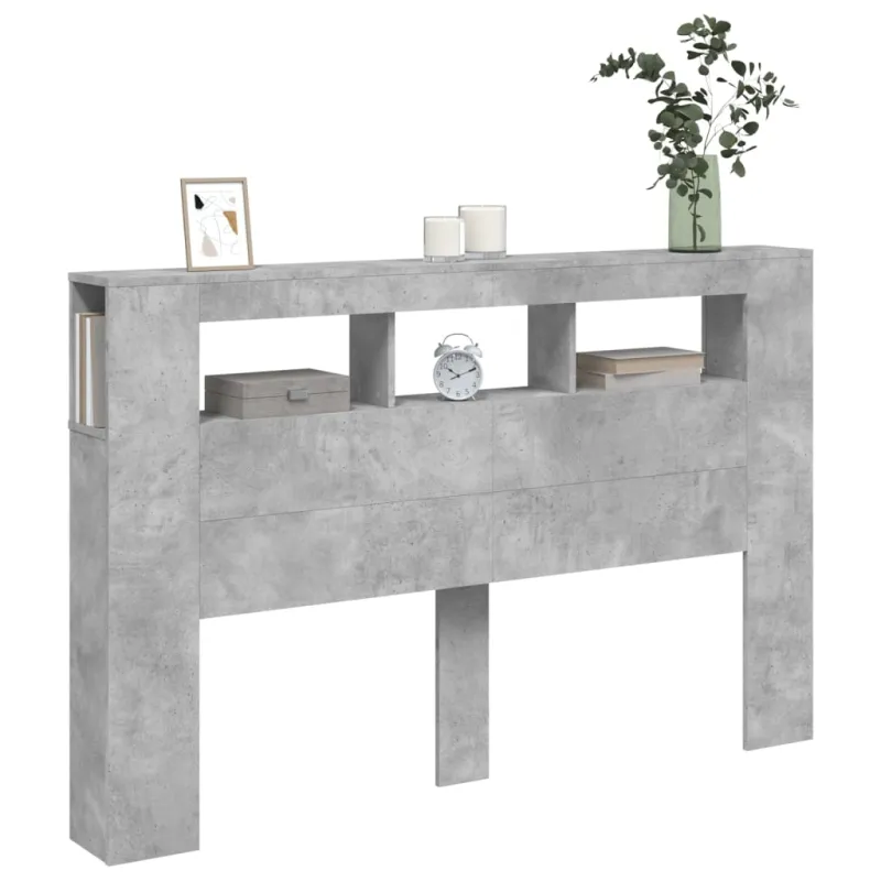 LED galvūgalis, betono, 160x18,5x103,5cm, apdirbta mediena