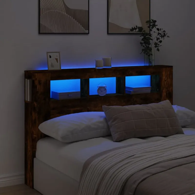LED galvūgalis, dūminio ąžuolo, 160x18,5x103,5cm, mediena