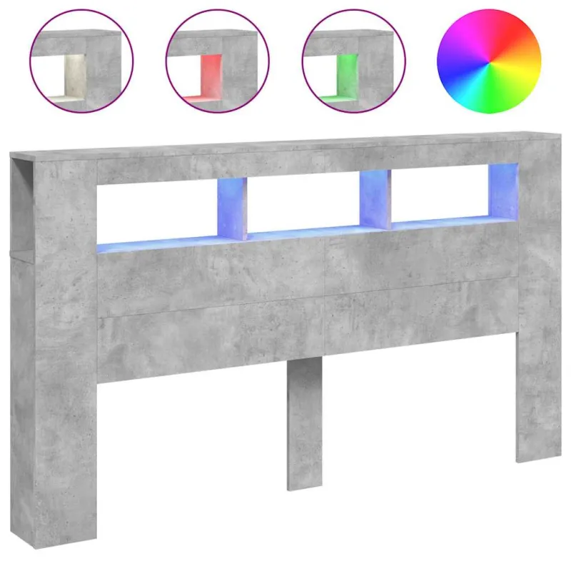 LED galvūgalis, betono, 180x18,5x103,5cm, apdirbta mediena