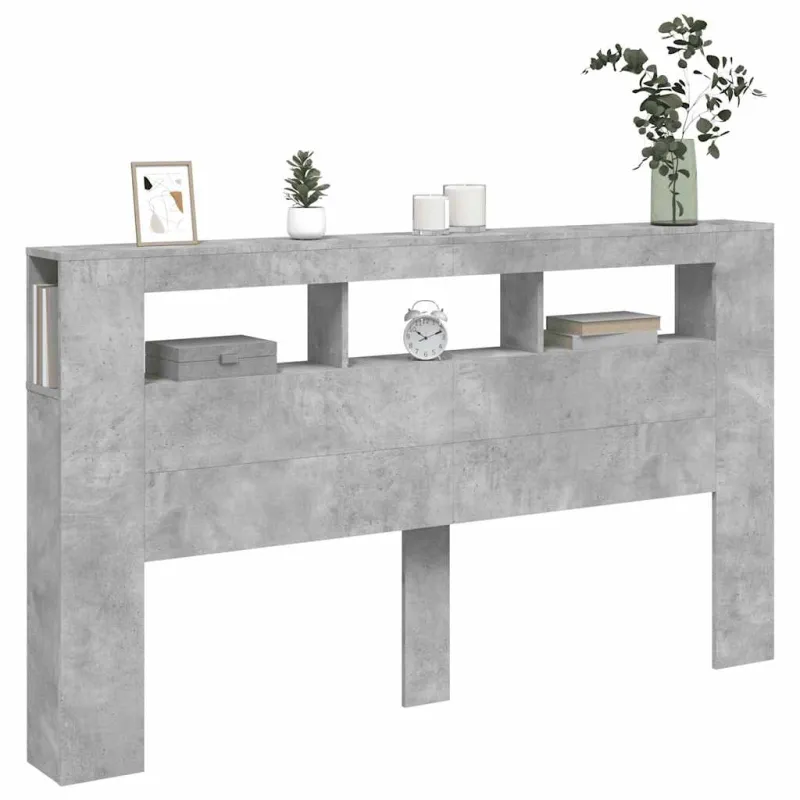 LED galvūgalis, betono, 180x18,5x103,5cm, apdirbta mediena