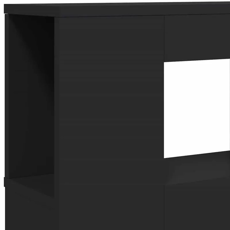 LED galvūgalis, juodas, 200x18,5x103,5cm, apdirbta mediena