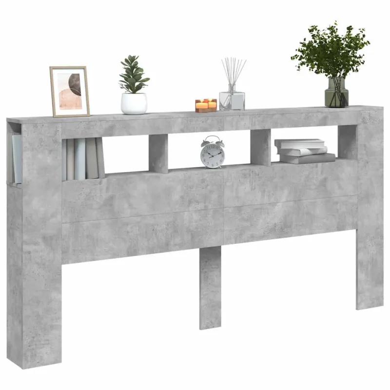 LED galvūgalis, betono, 200x18,5x103,5cm, apdirbta mediena