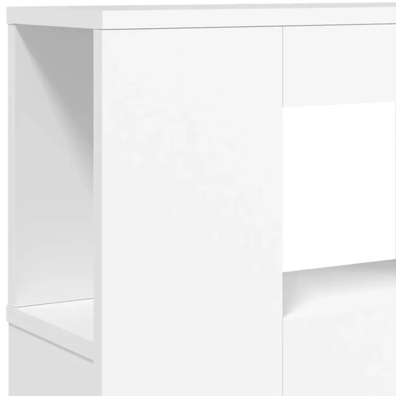 LED galvūgalis, baltas, 220x18,5x103,5cm, apdirbta mediena
