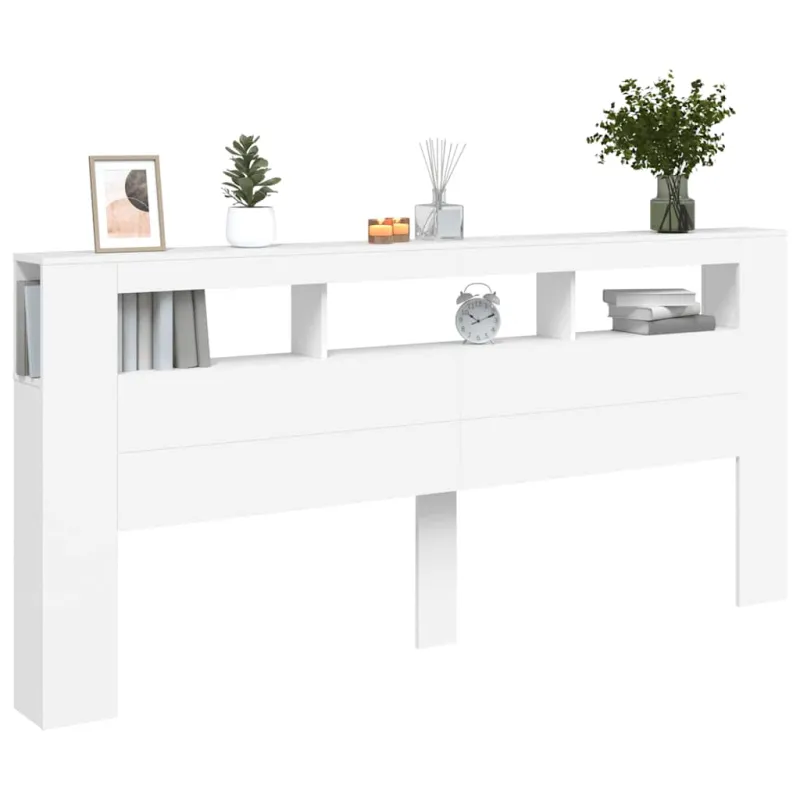 LED galvūgalis, baltas, 220x18,5x103,5cm, apdirbta mediena