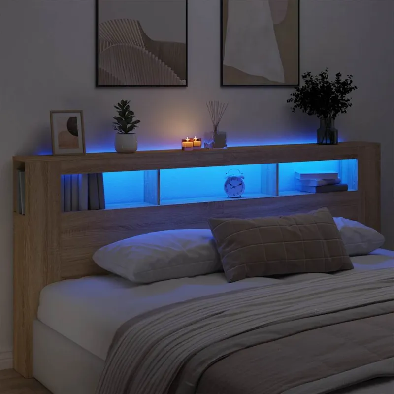 LED galvūgalis, ąžuolo, 220x18,5x103,5cm, apdirbta mediena