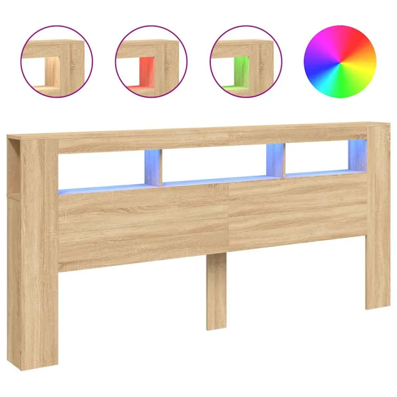 LED galvūgalis, ąžuolo, 220x18,5x103,5cm, apdirbta mediena
