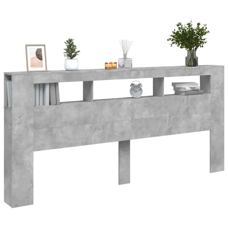 LED galvūgalis, betono, 220x18,5x103,5cm, apdirbta mediena