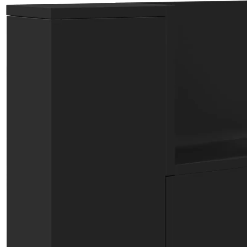 Galvūgalis-spintelė su LED, juodos spalvos, 220x16,5x103,5cm