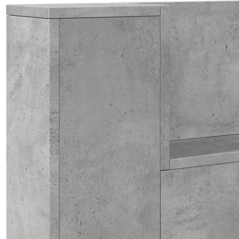 Galvūgalis-spintelė su LED, betono pilkas, 220x16,5x103,5cm