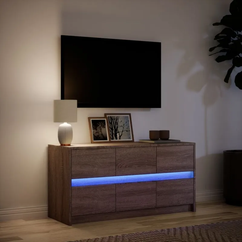 Televizoriaus spintelė su LED, ruda, 100x34x50cm, mediena