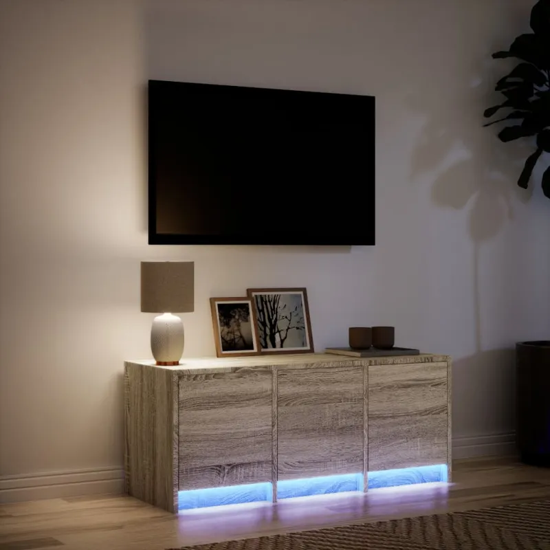 Televizoriaus spintelė su LED, ąžuolo, 97x34x40cm, mediena