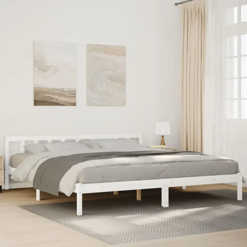 Lovos rėmas be čiužinio, baltas, 200x220cm, pušis, itin ilgas