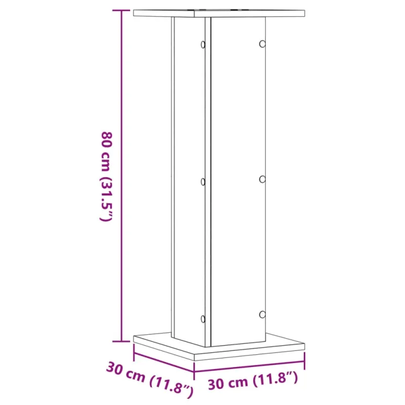 Garsiakalbių stovai, 2vnt., dūminio ąžuolo, 30x30x80cm, mediena