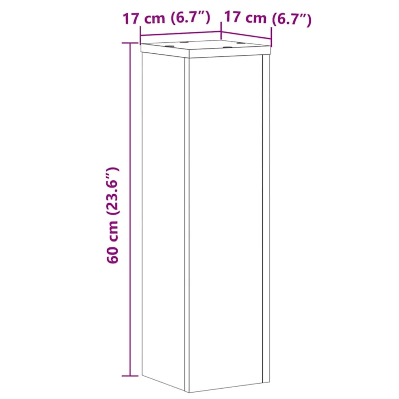 Stovai augalams, 2vnt., balti, 17x17x60cm, apdirbta mediena
