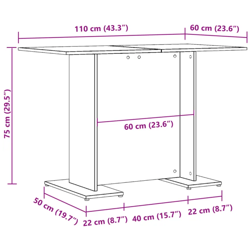 Valgomojo stalas, sendintos medienos, 110x60x75 cm, MDP