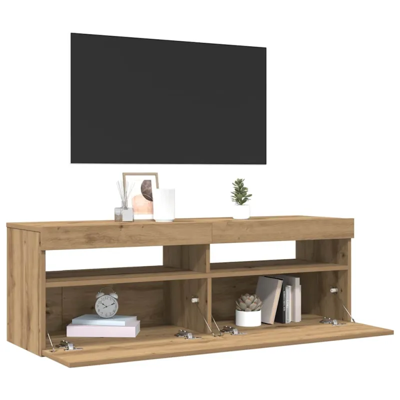 Televizoriaus spintelė su LED, artisano, 120x35x40cm, mediena