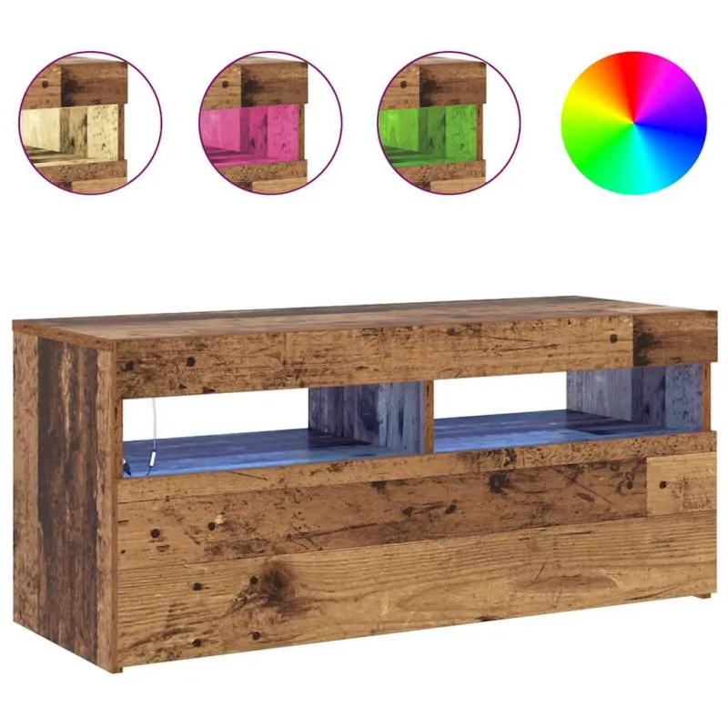 Televizoriaus spintelė su LED, medienos, 90x35x40cm, mediena