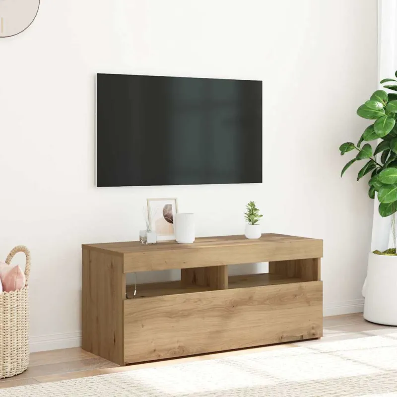 Televizoriaus spintelė su LED, artisano, 90x35x40cm, mediena