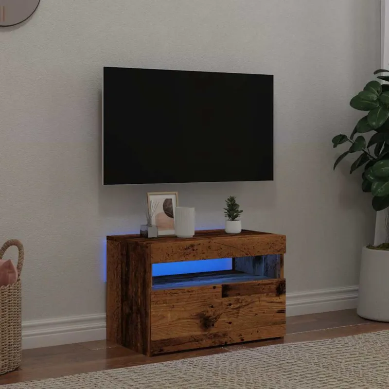 Televizoriaus spintelė su LED, medienos, 60x35x40cm, mediena