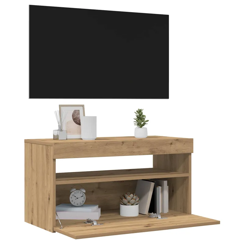 Televizoriaus spintelės su LED, 2vnt., artisano, mediena