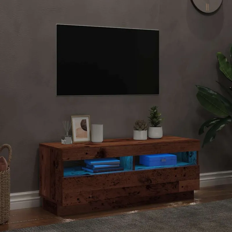 Televizoriaus spintelė su LED, medienos, 100x35x40cm, mediena