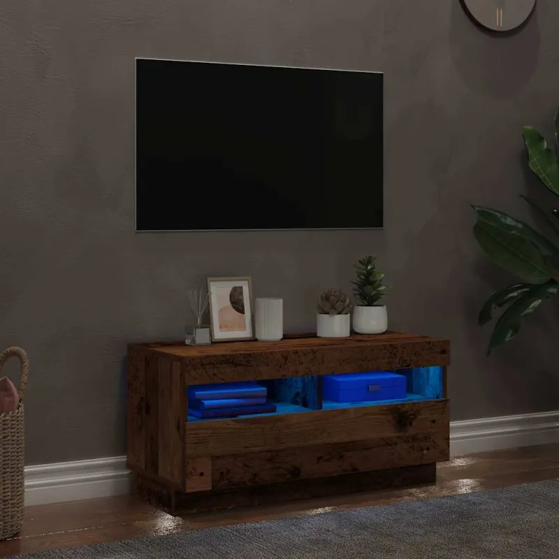 Televizoriaus spintelė su LED, medienos, 80x35x40cm, mediena