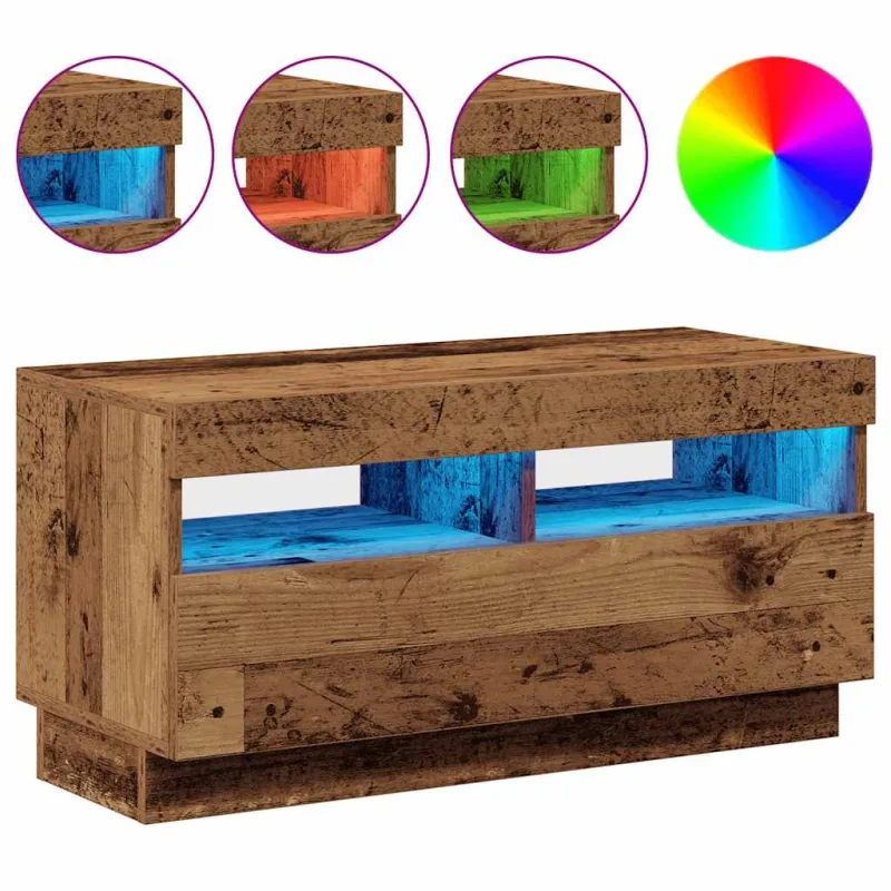 Televizoriaus spintelė su LED, medienos, 80x35x40cm, mediena