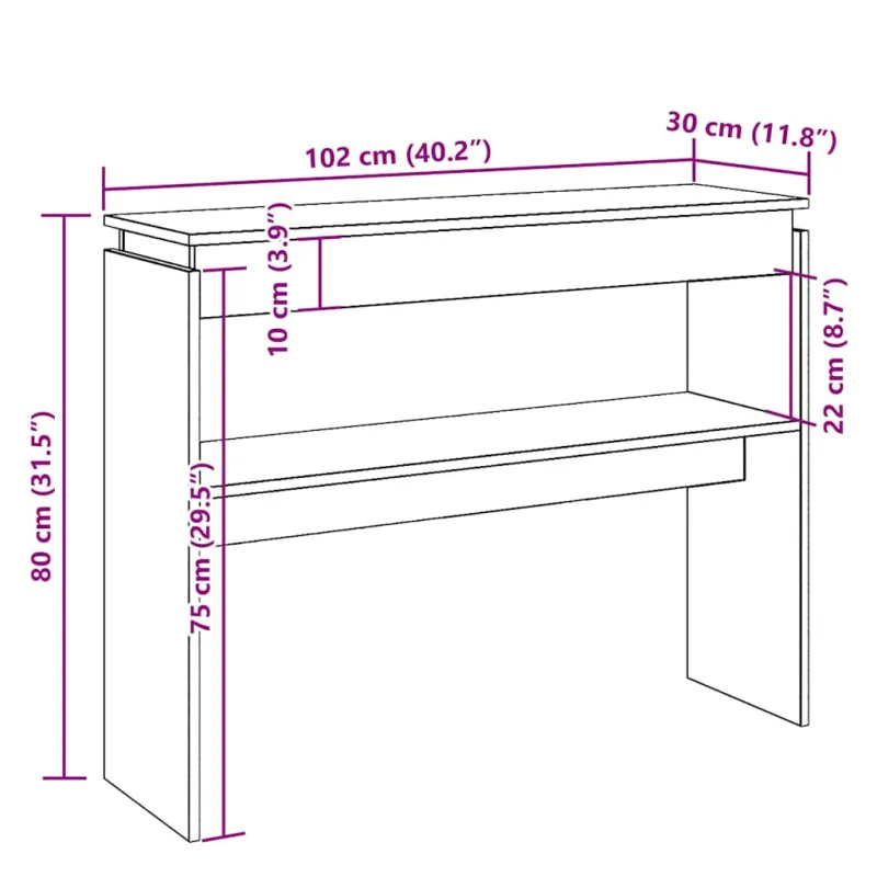konsolinis stalas Senas medis 102x30x80 cm Inžinierinė mediena