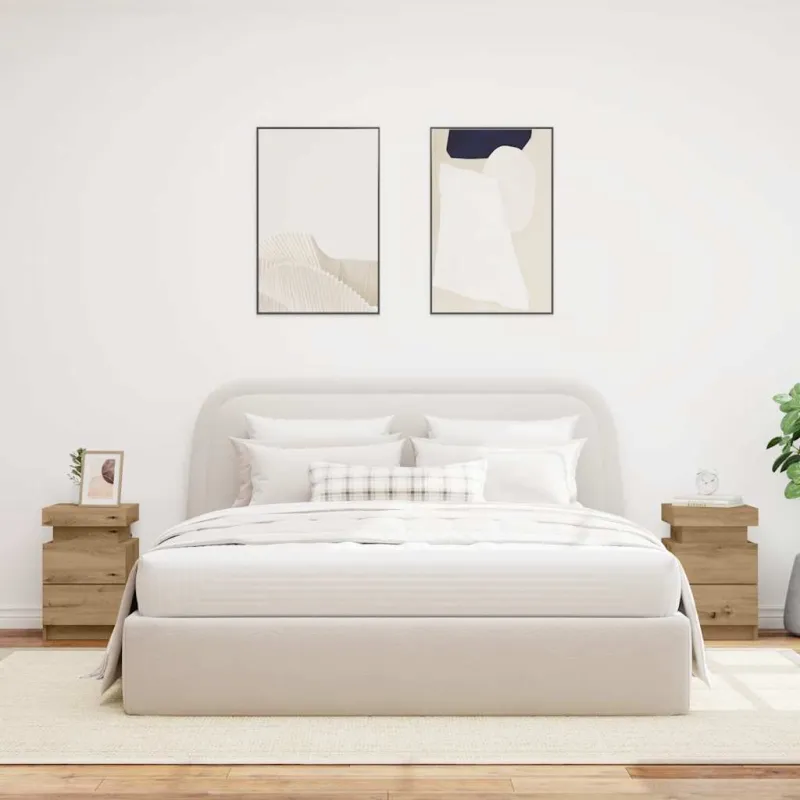 Naktinės spintelės su LED, 2vnt., artisano, 35x39x55cm, mediena