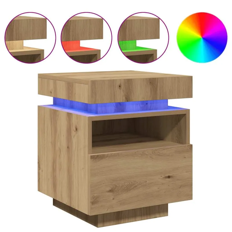 Naktinės spintelės su LED, 2vnt., artisano, 40x39x48,5cm