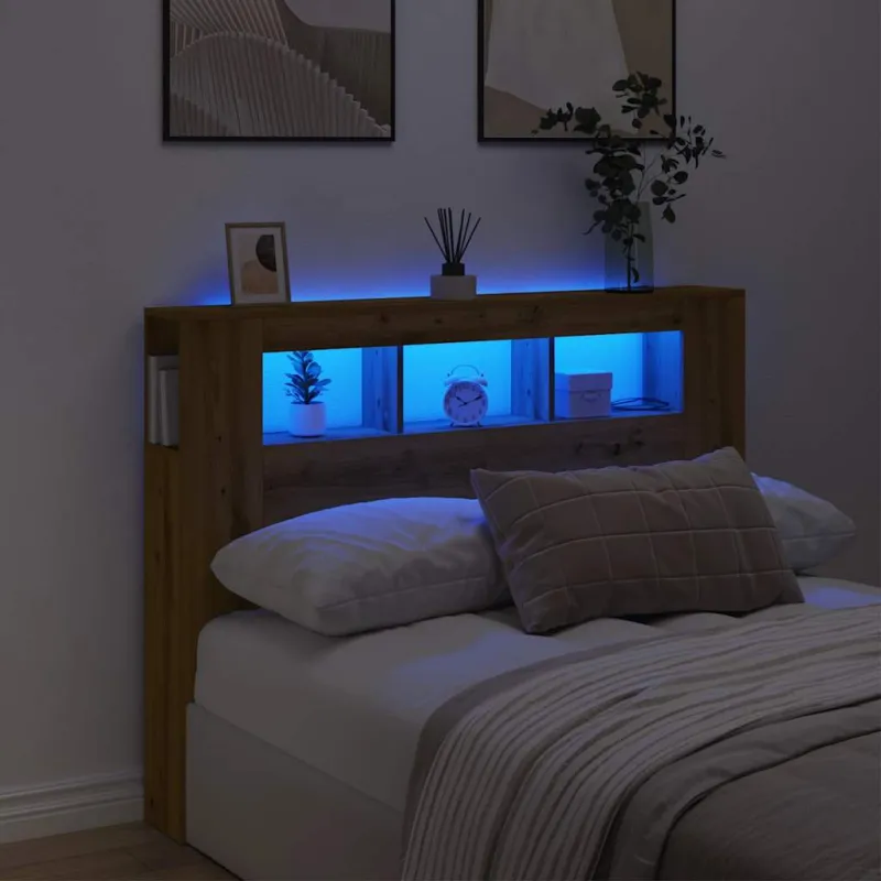 LED galvūgalis, artisano ąžuolo, 140x18,5x103,5cm, mediena