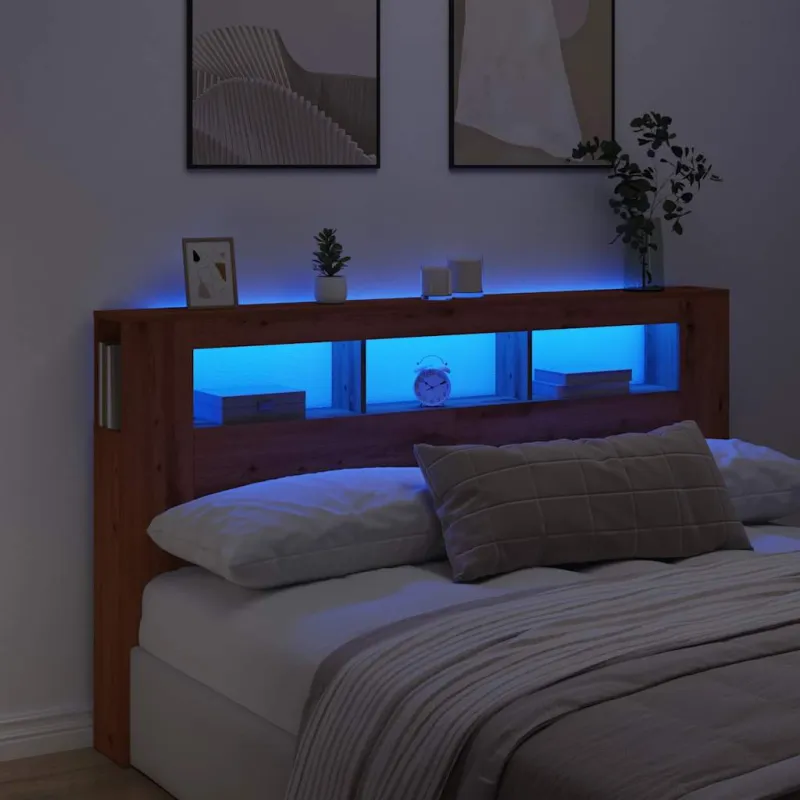 LED galvūgalis, artisano ąžuolo, 180x18,5x103,5cm, mediena