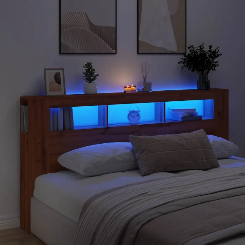 LED galvūgalis, artisano ąžuolo, 200x18,5x103,5cm, mediena