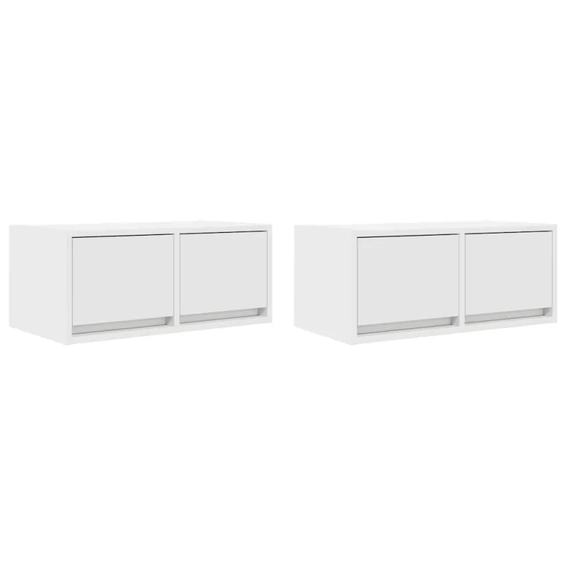 Televizoriaus spintelės, 2vnt., baltos, 60x31x25,5 cm, mediena
